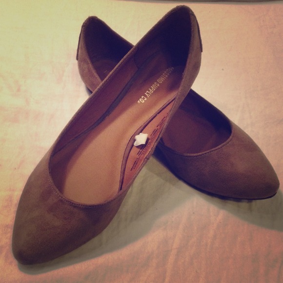 Suede flats with gold studs
