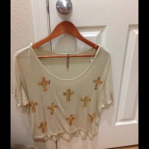 Cute cross sequined crop top. SOLD!!!