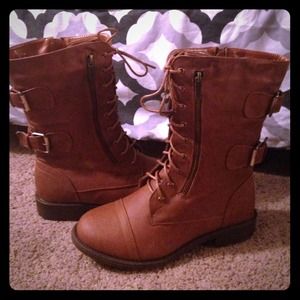 Brown combat boots