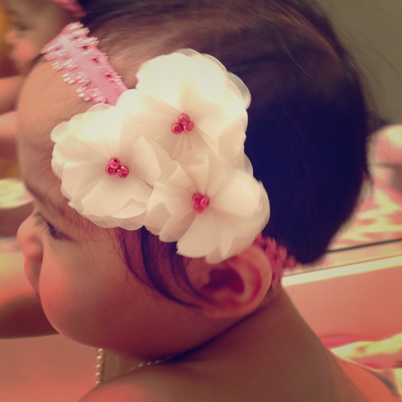 Headband white & pink