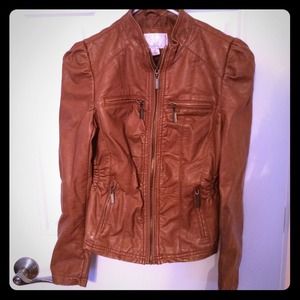 Camel faux leather jacket