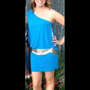 Bebe Blouson dress with metal detail