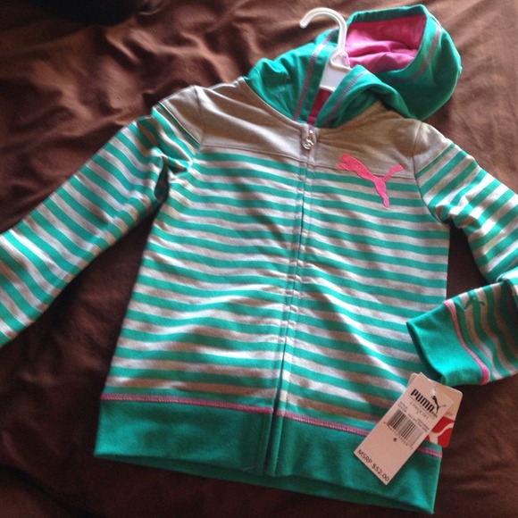 Nwt puma jacket in teal, gray & pink