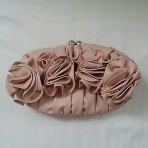 Pink Leather Rose Clutch