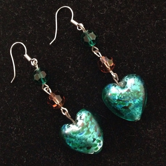 Cute glass bead earrings with Swarovski crystals