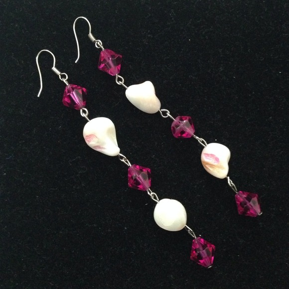Swarovski crystal and shell earrings