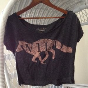 Dark grey American eagle semi cropped shirt