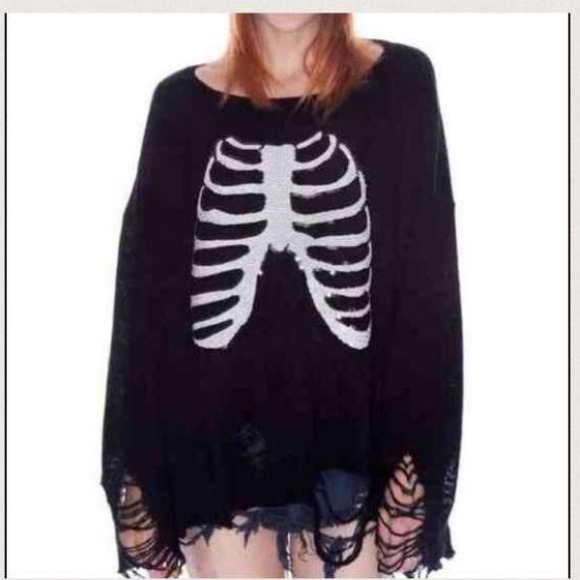 Wildfox Sweaters - White sequin distressed bone sweater