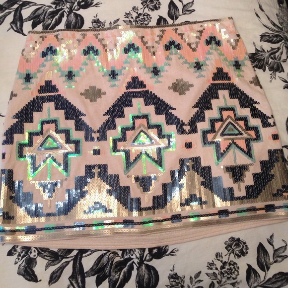Sequined Aztec skirt