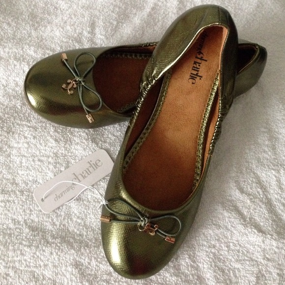 NWT green and gold flats