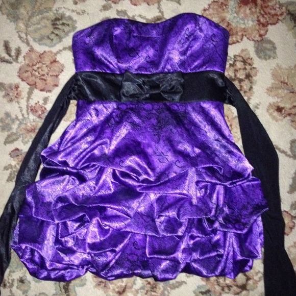Purple and black homecoming dress