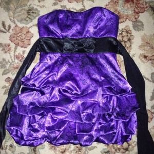 Purple and black homecoming dress