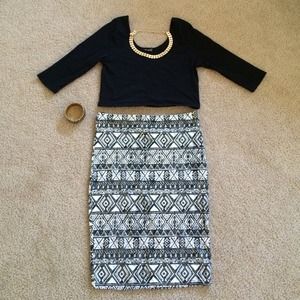 Tribal print pencil skirt