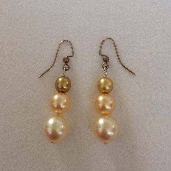 Handmade faux golden pearl earring