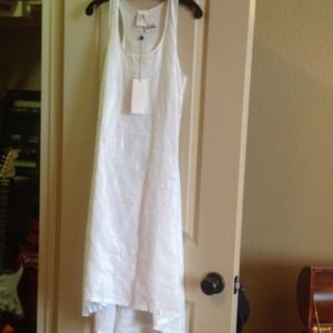 White shimmer linen dress