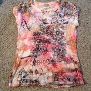 Day trip brand,sheer short sleeve top!