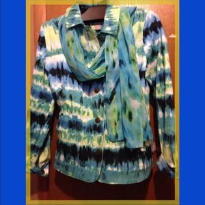Chicos tie die multi color denim jacket