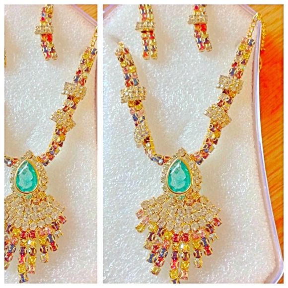 Unique Multi-Colored Crystal Indian Inspired Set