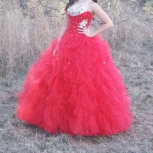 Mori Lee Prom Ball Gown Quinceanera Dress Red Sz 4