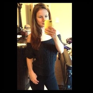 Aerie Knit Top Navy Off The Shoulder