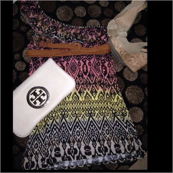Tribal print off the shoulder dress!!