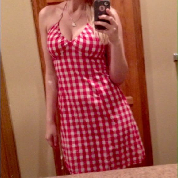 Red and white checkered h&m dress