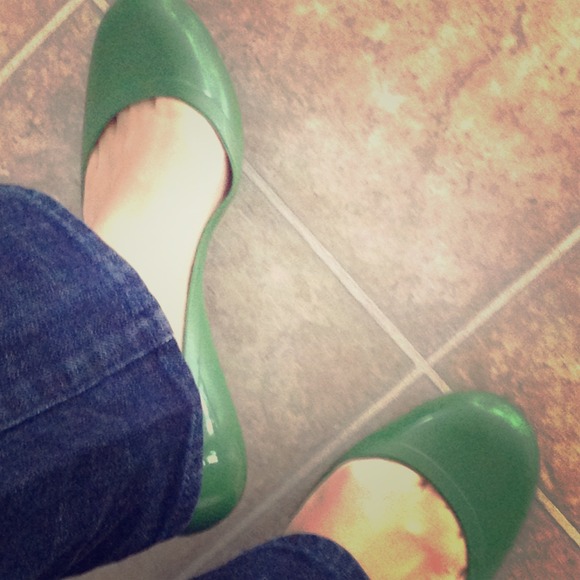 J. Crew green flats, size 7