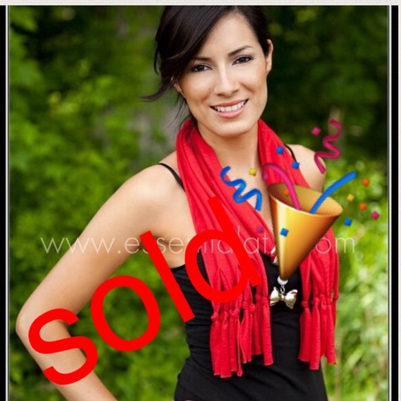 Red bow scarf necklace