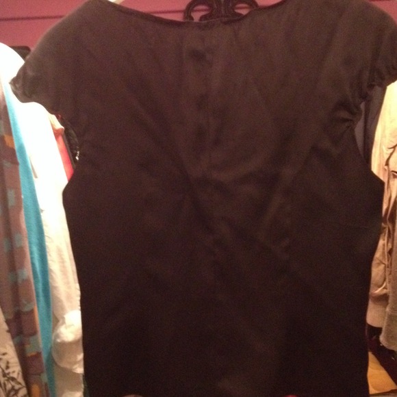 MORGAN LE FAY Black Silk Ruched Cap Sleeve Blouse - Picture 3 of 4