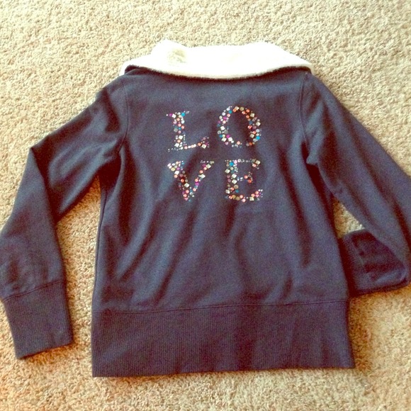 LOVE is in the air bejeweled zip up jacket