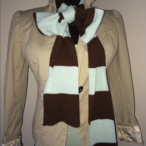 (Two pieces) - khaki blazer + knit scarf