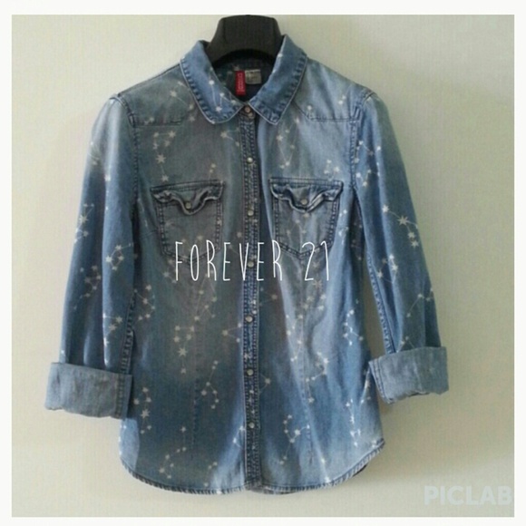 H&M denim shirt blouse top