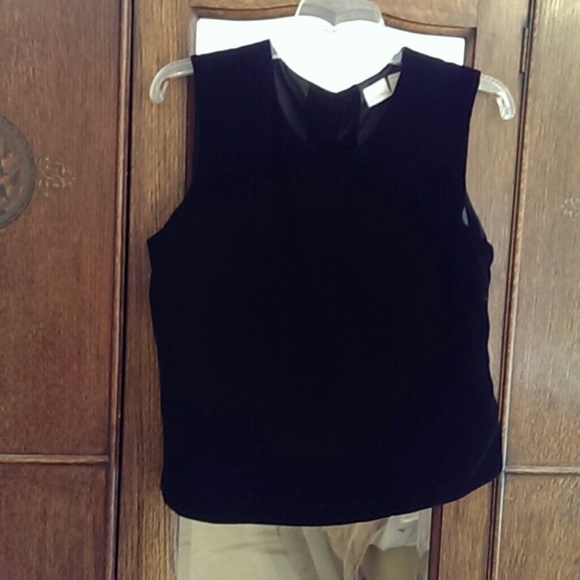 2/$15 Black Velvet Sleeveless Back Button Top M
