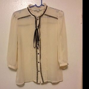 Cream lace chiffon blouse