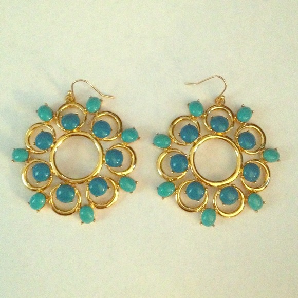 Trina Turk blue and gold earrings! Resort wear!