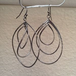 3 tiered hammered Layered earrings