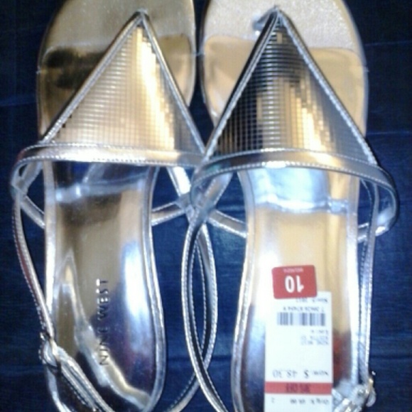 Reduced Silver nine west sandals size 10
