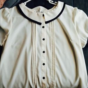 Black and white collared tee