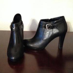 Ralph Lauren Black Booties with Silver Buckle