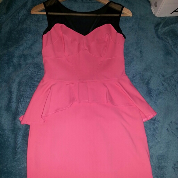 Bebe pink peplum dress