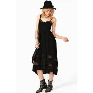 ❌SOLD❌Nasty Gal Black Midi with Dotted Lace Panels