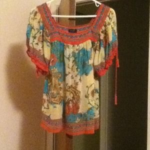 Vibrant Floral Sheer Shirt