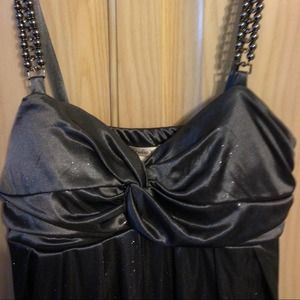 Dark glittery grey short bubble dress.