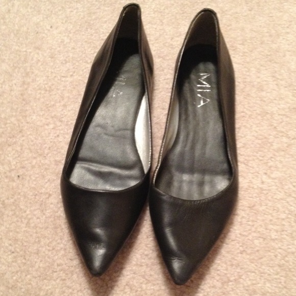 Black Pleather Flats
