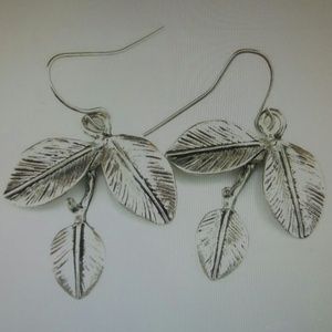 Antiqued vintage clover tree leaf earrings