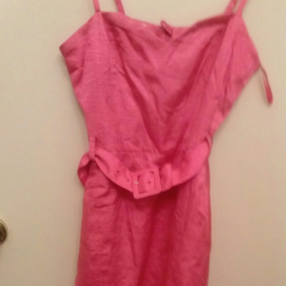 Pink dress New!belted pink. Size 6 - Picture 1 of 3