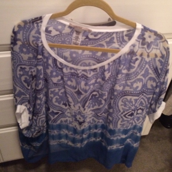Blue and white silk cotton blouse