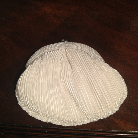 White evening clutch with beaded accents