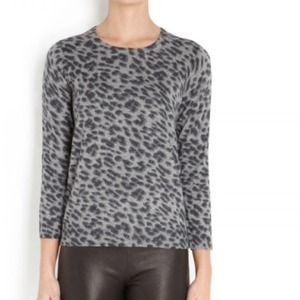 JOIE Gray Lucero Leopard Sweater
