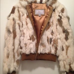 Wilson's leather rabbit fur bomber jacket size xs